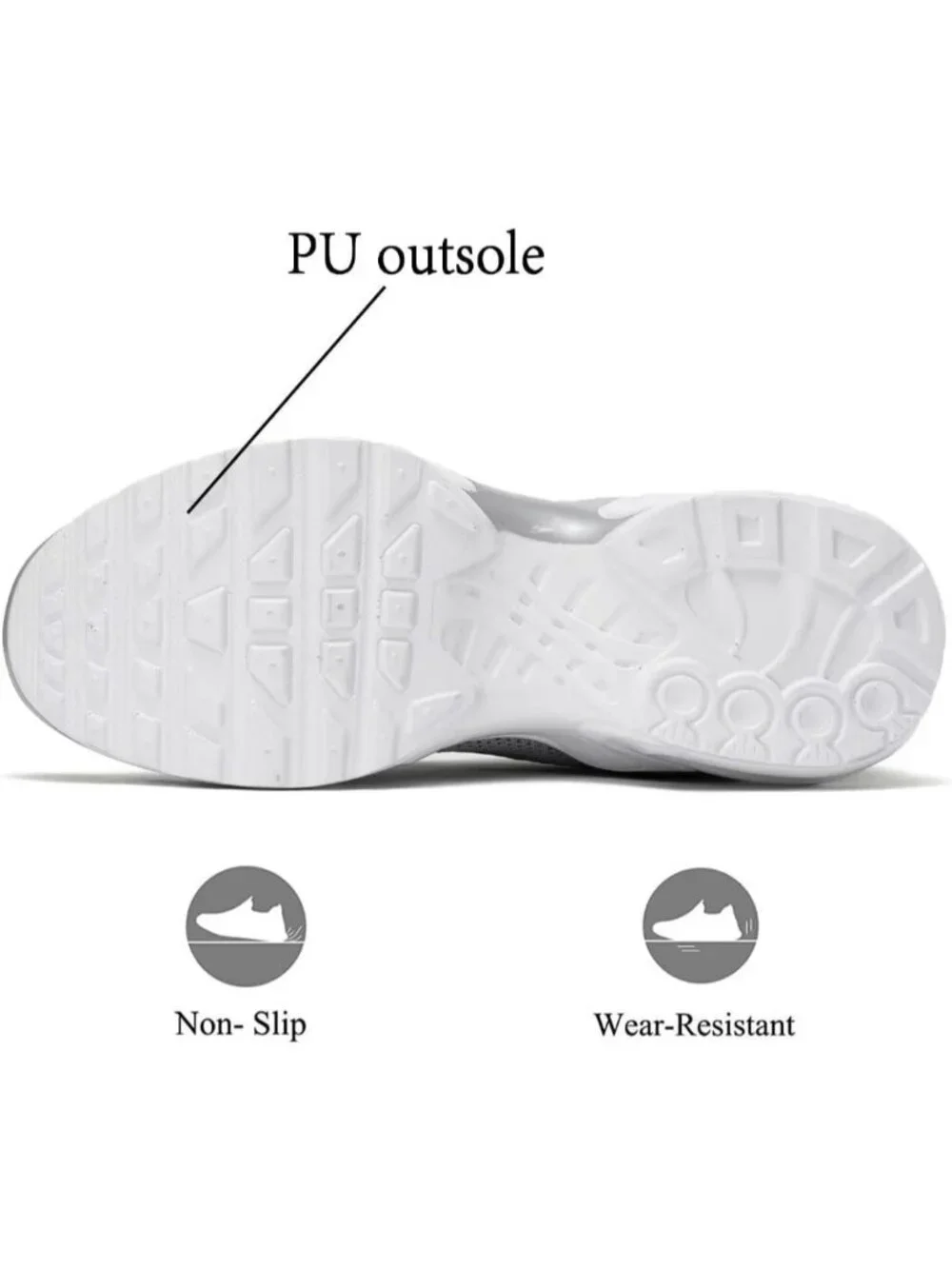 Men's White Air Running Shoes Lightweight Breathable Walking Shoes Non Slip
